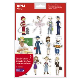 Apli Bolsa de Gomets Tematicos las Profesiones - 36 Gomets en 3 Hojas - Ilustraciones Educativas - Adhesivo Removible - Adhesivo Base Agua - Libre de Disolventes - Color Variado