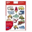 Apli Bolsa de Gomets Tematicos Transportes - 45 Gomets en 3 Hojas - Ilustraciones Divertidas para Enriquecer Vocabulario y Habilidades Motoras - Adhesivo Removible - Adhesivo Base Agua - Libre de Disolventes - Colorido