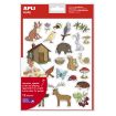 Apli Bolsa de Gomets Tematicos el Bosque - 276 Gomets en 12 Hojas - Adhesivo Removible - Ideal para Escuelas - Libre de Disolventes - Reciclable - Tematica de Animales y Objetos del Bosque Colorido