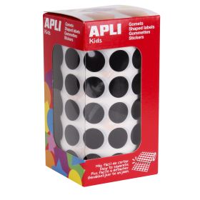 Apli Gomets Redondos Ø 15mm - 59 Hojas Pretroqueladas - 2832 Gomets por Rollo - Adhesivo Base Agua - Normas EN-71 y Cadena de Custodia FSC - Ideal para Escuelas y Talleres Infantiles