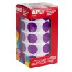 Apli Gomets Redondos Lila Ø 20mm - 59 Hojas Pretroqueladas - 1770 Gomets por Rollo - Ideal para Escuelas y Talleres Infantiles
