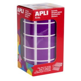 Apli Gomets Cuadrados Lila - 20 x 20mm - 59 Hojas Pretroqueladas - 1770 Gomets por Rollo - Ideal para Escuelas y Talleres Infantiles - Normas EN-71 y FSC - Adhesivo Base Agua - Materiales 100% Reciclables