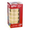 Apli Gomets Redondos Oro Metalizado - Ø 15mm - 2832 Gomets por Rollo - Adhesivo Permanente - Ideal para Escuelas y Talleres Infantiles