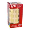 Apli Gomets Redondos Oro Metalizado - Tamaño Ø 20mm - Adhesivo Permanente - 1770 Gomets por Rollo - Ideal para Actividades Creativas y Educativas
