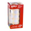 Apli Gomets Redondos Plata Metalizado Ø 20mm - 59 Hojas Pretroqueladas - 1770 Gomets por Rollo - Ideal para Escuelas y Talleres Infantiles - Cumple Normas EN-71 y FSC