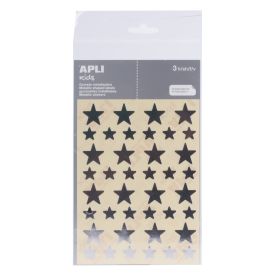 Apli Bolsa de Gomets en Forma de Estrella - Tamaño 12.5mm y 19.5mm - Adhesivo Permanente Plata - 3 Hojas y 120 Gomets - Normas EN-71 y FSC - Adhesivo Base Agua - Libre de Disolventes - Papeles ECF - Materiales 100% Reciclables