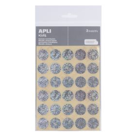 Apli Bolsa de Gomets Redondos Plata Ø 20mm - 90 Unidades - Adhesivo Permanente - Desarrollo de Habilidades y Capacidades - Normas EN-71 y FSC