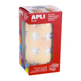 Apli Gomets Estrella Holograficos 19.5mm - 1416 Unidades por Rollo - Ideal para Actividades Infantiles - Cumple Normas de Calidad y Seguridad