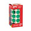 Apli Gomets Redondos Ø 20mm Verde Metalizado - 59 Hojas Pretroqueladas - Adhesivo Permanente - Normas EN-71 y FSC - Adhesivo Base Agua - Materiales Reciclables