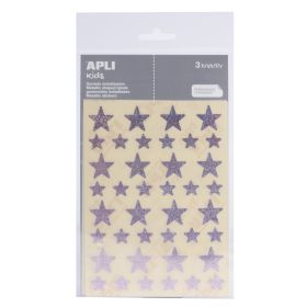 Apli Gomets Estrella Holograficos - Tamaño 12.5mm y 19.5mm - Adhesivo Permanente - 120 Gomets por Bolsa - Desarrollo de Habilidades y Creatividad - Rosa Holografico