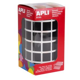 Apli Gomets Cuadrados Negros - 15 x 15mm - 59 Hojas Pretroqueladas - 2832 Gomets por Rollo - Ideal para Escuelas y Talleres Infantiles - Normas EN-71 y FSC - Adhesivo Base Agua - Materiales 100% Reciclables
