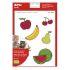 Apli Gomets Tematicos las Frutas xL - 22 Gomets en 2 Hojas A4 - Desarrollados con Educadores - Adhesivo Removible - Seguros y Ecologicos - Ilustraciones Divertidas - Tamaño xL sin Borde - Coloridos