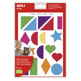 Apli Gomets Tematicos Formas Geometricas xL - 2 Hojas A4 (64 Gomets) - Desarrollados con Educadores - Adhesivo Removible - Tamaño xL sin Borde - Adhesivo Base Agua - Libre de Disolventes - Colorido