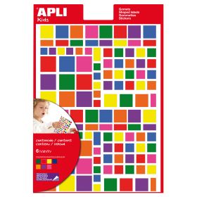 Apli Gomets Cuadrados Adhesivo Removible - Tamaños Surtidos - 732 Gomets por Bolsa - Desarrollo de Habilidades y Creatividad - Normas de Calidad y Seguridad - Colores Variados
