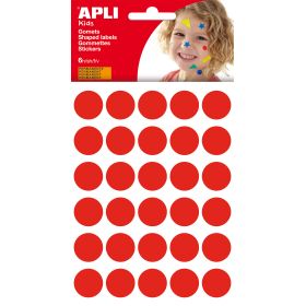 Apli Gomets Redondos Ø 20mm - 180 Unidades en 6 Hojas - Adhesivo Permanente - Desarrollo de Habilidades y Creatividad - Adhesivo Base Agua - Libre de Disolventes - 100% Reciclables - Color Rojo