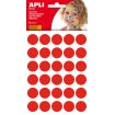 Apli Gomets Redondos Ø 20mm - 180 Unidades en 6 Hojas - Adhesivo Permanente - Desarrollo de Habilidades y Creatividad - Adhesivo Base Agua - Libre de Disolventes - 100% Reciclables - Color Rojo