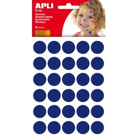 Apli Gomets Redondos Ø 20mm - 180 Unidades en 6 Hojas - Adhesivo Permanente - Desarrollo de Habilidades y Creatividad - Normas EN-71 y FSC - Color Azul