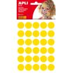 Apli Gomets Redondos Ø 20mm - 180 Unidades en 6 Hojas - Adhesivo Permanente - Desarrollo de Habilidades y Creatividad - Color Amarillo