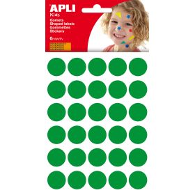 Apli Gomets Redondos Ø 20mm - 180 Unidades en 6 Hojas - Adhesivo Permanente - Desarrollo de Habilidades y Creatividad - Color Verde