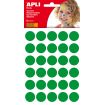 Apli Gomets Redondos Ø 20mm - 180 Unidades en 6 Hojas - Adhesivo Permanente - Desarrollo de Habilidades y Creatividad - Color Verde