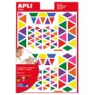 Apli Gomets Triangulares Removibles - Tamaños Surtidos - 648 Gomets por Bolsa - Desarrollo de Habilidades y Creatividad - Colores: Verde, Naranja, Rosa, Azul, Rojo, Lila y Amarillo