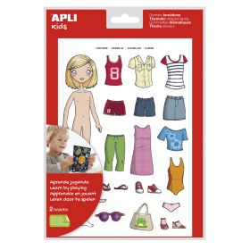 Apli Bolsa de Gomets Tematicos Vestirse Niña - 37 Gomets - Adhesivo Removible - Desarrollados con Educadores - Normas EN-71 y FSC - Adhesivo Base Agua - Libre de Disolventes - ECF - 100% Reciclables - Color Variado