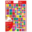 Apli Gomets Cuadrados Adhesivo Removible - Tamaños Surtidos - Acabado Metalizado - 732 Gomets por Bolsa - Desarrollo de Habilidades y Creatividad - Normas de Calidad y Seguridad - Colores Surtidos