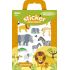 Apli Juego de Pegatinas Adhesivas de Papel Tematica Sabana - Incluye 2 Escenarios 45x20cm y 34 Gomets Removibles - Ideal para Crear Historias y Aventuras - Colorido