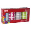 Apli Gomets Redondos Ø 20mm - Colores Surtidos - Adhesivo Permanente - 4 Rollos - 7080 Gomets - Desarrollo Psicomotriz - Normas EN-71 y FSC
