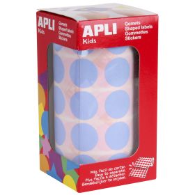 Apli Gomets Redondos Ø 20mm Azul Claro - 59 Hojas Pretroqueladas - 1770 Gomets por Rollo - Ideal para Escuelas y Talleres Infantiles - Normas EN-71 y FSC - Adhesivo Base Agua - Materiales 100% Reciclables