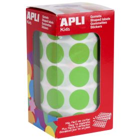 Apli Gomets Redondos Ø 20mm Verde Claro con Adhesivo Permanente - 59 Hojas Pretroqueladas - 1.770 Gomets por Rollo - Normas EN-71 y FSC - Adhesivo Base Agua - Libre de Disolventes - Papeles ECF - Materiales 100% Reciclables