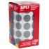 Apli Gomets Redondos Gris Ø 20mm - 59 Hojas Pretroqueladas - 1770 Gomets por Rollo - Desarrolla Habilidades y Capacidades - Cumplen Normas EN-71 y FSC