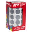 Apli Gomets Redondos Gris Ø 20mm - 59 Hojas Pretroqueladas - 1770 Gomets por Rollo - Desarrolla Habilidades y Capacidades - Cumplen Normas EN-71 y FSC