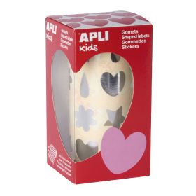 Apli Gomets Formas Surtidas Plata - 720 Gomets por Rollo - Adhesivo Permanente - Facil Separacion