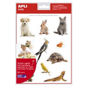 Apli Gomets Tematicos Realistas de Mascotas - 132 Gomets en 12 Hojas - Adhesivo Removible - Ideal para Desarrollar Habilidades Motoras - Normas EN-71 y FSC - 100% Reciclables - Coloridos