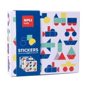 Apli Kids Juegos de Gomets Vehiculos - 200G Laminas Ilustradas - Gomets Removibles Geometricos - Alto Valor Didactico - Diseño Exclusivo de Caja de Carton - Recomendado para Niños a Partir de 3 Años