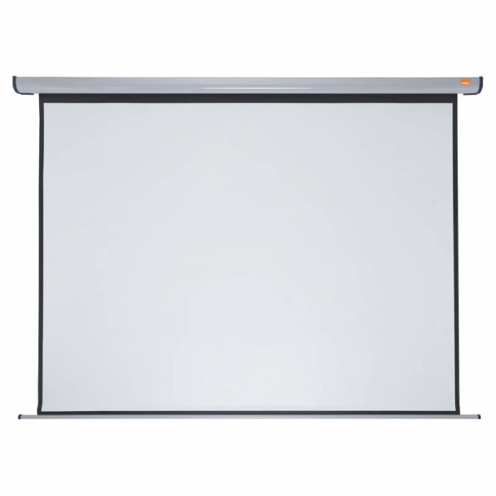 Nobo Pantalla de Proyeccion Electrica para Pared 2400 × 1800mm - Montaje en Pared - Control Remoto - Superficie Blanca Mate - Color Blanco