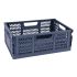 Apli Up North Caja de Plastico Plegable y Apilable - Tamaño 430x290x160mm - Ideal para Herramientas, Juguetes, Colada etc... - Color Azul Grisaceo