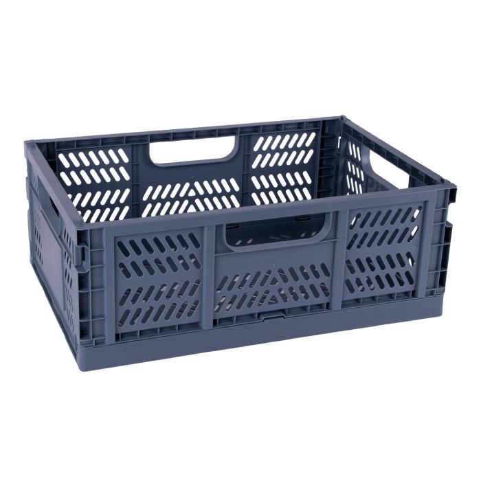 Apli Up North Caja de Plastico Plegable y Apilable - Tamaño 430x290x160mm - Ideal para Herramientas, Juguetes, Colada etc... - Color Azul Grisaceo