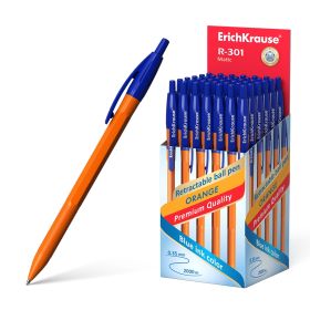 Erichkrause Boligrafo Automatico R-301 Naranja Matic 07 - Cuerpo Hexagonal Opaco - Grip - Punta de 07mm - Tinta de Secado Rapido - Color Azur