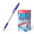 Erichkrause Boligrafo R-301 Classic Stick&Grip 1.0 - Cuerpo Transparente Hexagonal - Zona de Agarre de Goma - Capuchon Ventilado - Tinta de Secado Rapido - Color Azul