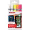 Edding 4095 Pack de 5 Rotuladores de Tiza Liquida - Punta Redonda - Trazo 2-3mm - Olor Neutro - Colores Blanco x2, Amarillo, Naranja y Rosa