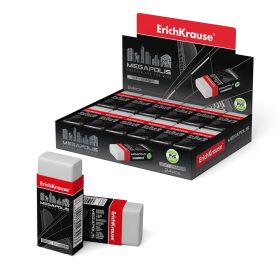 Erichkrause Megapolis Goma de Borrar Suave de Forma Clasica - Fabricada de Caucho Termoplastico Hipoalergenico - Ecologica y Moderna - Envoltorio Original de Carton - Libre de Impurezas - No Contiene Pvc - Color: N/A