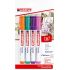 Edding 4500 Colores Divertidos Pack de 4 Rotuladores Permanentes para Textil - Punta Redonda - Trazo 2-3mm - Olor Neutro - Secado Rapido - Colores Naranja, Verde Palido, Violeta y Rosa