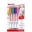 Edding 4500 Colores Divertidos Pack de 4 Rotuladores Permanentes para Textil - Punta Redonda - Trazo 2-3mm - Olor Neutro - Secado Rapido - Colores Naranja, Verde Palido, Violeta y Rosa