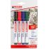 Edding 4500 Pack de 4 Rotuladores Permanentes para Textil - Punta Redonda - Trazo 2-3mm - Olor Neutro - Secado Rapido - Colores Negro, Verde, Rojo y Azul