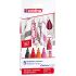 Edding 4500 Colores Calidos Pack de 5 Rotuladores Permanentes para Textil - Punta Redonda - Trazo 2-3mm - Olor Neutro - Secado Rapido - Colores Negro, Rojo, Naranja, Rosa y Carmín