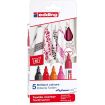 Edding 4500 Colores Calidos Pack de 5 Rotuladores Permanentes para Textil - Punta Redonda - Trazo 2-3mm - Olor Neutro - Secado Rapido - Colores Negro, Rojo, Naranja, Rosa y Carmín