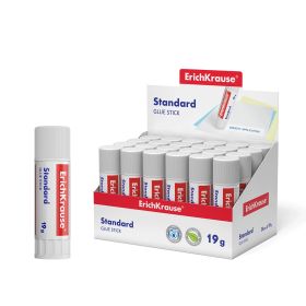 Erichkrause Pegamento en Barra Standard - 19G - Expositor 24 uds. - Pegado Rapido y Confiable - Facil de Aclarar con Agua - No Toxico - sin Disolventes - Resistente al Frio - Apto para Papel, Carton y Fotografias - Color Blanco