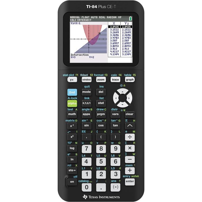 Texas-Instruments TI-84 Plus CE Calculadora Grafica - Pantalla Retroiluminada a Color - Soporta Programacion - 13 Aplicaciones Incluidas - Color Negro